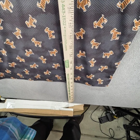 Waggle Shirt Mens Large Gray Tiger Dog Print Performance Polo Golf Stretch - Picture 7 of 7